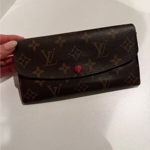 Louis Vuitton Dark Brown Monogram Wallet with Red Accent